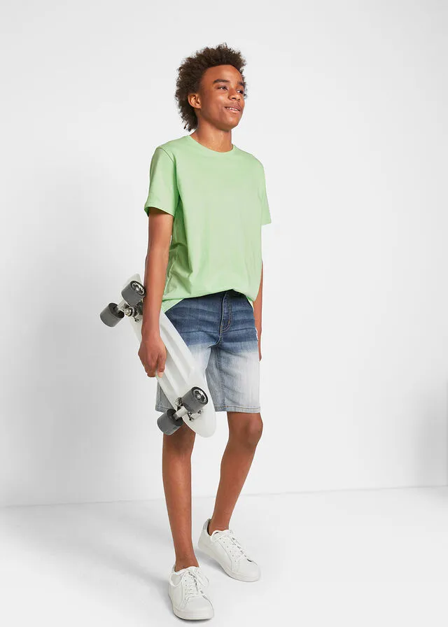 Camiseta para niños (3 unidades) Verde agua oscuro/menta suave/blanco